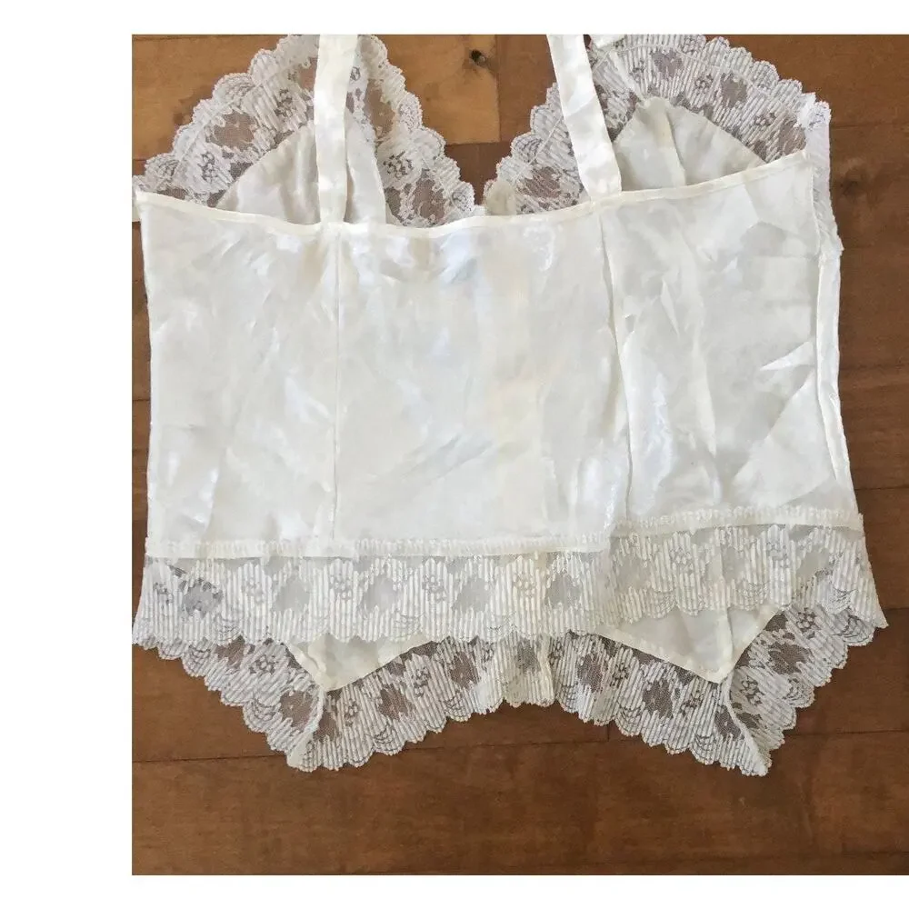 NWT Vintage 1990s Lauren Alexandra Ivory Lace Bustier Camisole size large